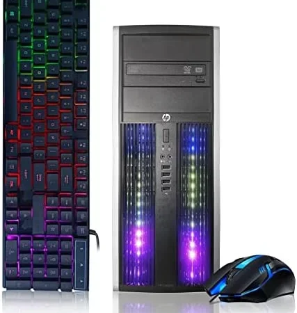 HP RGB Gaming PC Desktop Computer – Intel Quad I7 up to 3.8GHz, 16GB Memory, 128G SSD + 2TB, Radeon RX 580 8G, RGB Keyboard & Mouse, DVD, WiFi & Bluetooth, Win 10 Pro (Renewed)