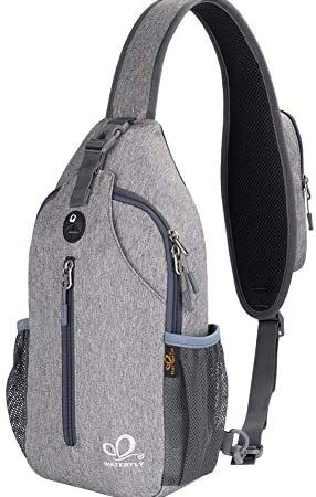 WATERFLY Crossbody Sling Backpack Sling Bag Travel Hiking Chest Bag Daypack