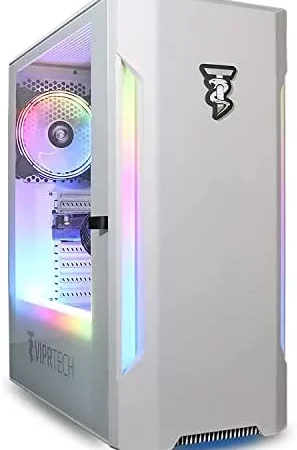 ViprTech Prime Gaming PC Computer Desktop – Intel Core i5 3rd Gen, GeForce GTX 750 Ti, 16GB RAM, 1TB HDD, WiFi, RGB Lighting, Windows 10 Pro, Streaming, Editing, White