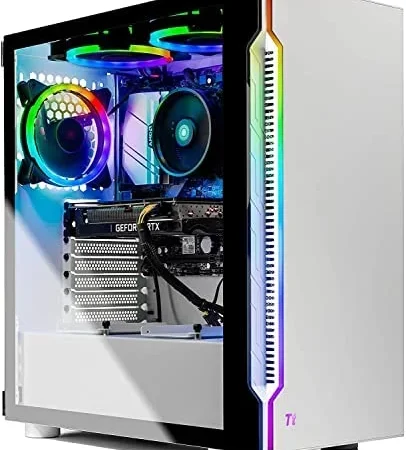 Skytech Gaming Archangel Gaming Computer PC Desktop – Ryzen 5 5600X 3.7GHz, RTX 3060 TI 8G, 1TB NVMe SSD, 16GB DDR4 3200MHz, RGB Fans, Windows 10 Home 64-bit, 802.11AC Wi-Fi, White