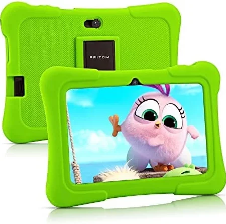 Pritom 7 inch Kids Tablet | Quad Core Android 10.0, 16GB ROM | WiFi,Bluetooth,Dual Camera | Educationl,Games,Parental Control,Kids Software Pre-Installed with Kids-Tablet Case (Green)