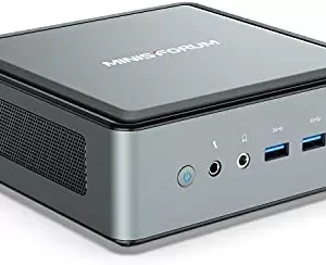 MINISFORUM HM80 Mini PC AMD Ryzen 7 4800U Desktop Computer, DDR4 32G RAM+512G SSD, HDMI/DP/USB-C 4K@60Hz Output, 2X RJ45 Port(1000/2500Mbps), 6X USB Port, WIFI6 AX200, AMD Radeon Graphics, 2X HDD Slot