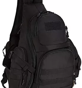 Huntvp Tactical Sling Backpack Military Daypack Molle Chest Shoulder Bag (Black)