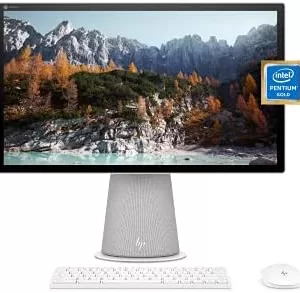 HP Chromebase 21.5″ All-in-One Desktop, Intel Pentium Gold 6405U Processor, 4 GB RAM, 128 GB SSD, Rotating Full HD IPS Touchscreen, Chrome OS, Bluetooth Keyboard and Mouse Combo (22-aa0022, 2021)