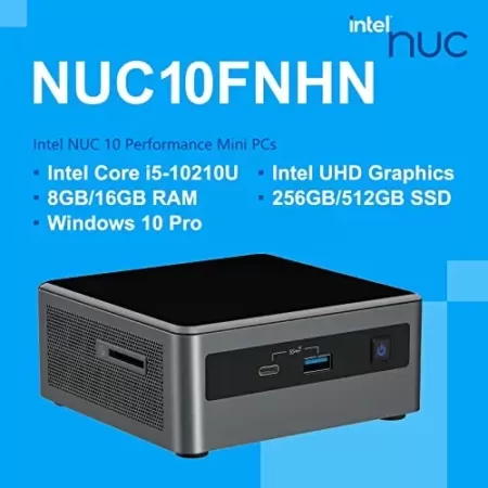 Intel NUC10 NUC10i5FNHN Home & Business Desktop Mini PC,10th Generation Intel® Core™ i5-10210U, Upto 4.2 GHz, 4 core, 8 Thread, 25W Intel® UHD Graphics, 16GB RAM, 512GB PCIe SSD, Win 10 Pro