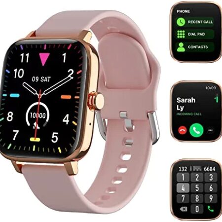 Smart Watch Gift for Men Women, 1.7″ Full Touch Screen Smartwatch with Text and Call for Android iOS Phones, GPS Fitness Tracker Watches with Heart Rate Sleep Monitor, Pedometer, Sports Modes (Pink)