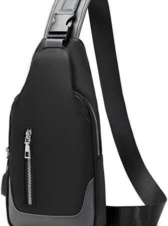 Hap Taa Sling Bag for Men Crossbody Chest Bag Messenger Shoulder Bags Sling Backpack for Men (Black)