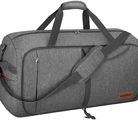 Canway 65L Travel Duffel Bag, Foldable Weekender Bag with Shoes Compartment for Men Women Water-proof & Tear Resistant