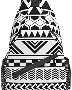 Sling Backpack,Crossbody Sling Bag Travel Hiking Daypacks Pattern Rope Chest Shoulder Daypack For Men Women(Black And Whiteblack And White Mandala)