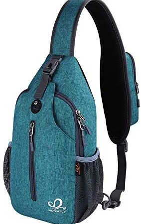 WATERFLY Crossbody Sling Backpack Sling Bag Travel Hiking Chest Bag Daypack