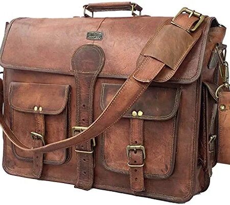 Cuero DHK 18 Inch Vintage Handmade Leather Travel Messenger Office Crossbody Bag Laptop Briefcase Computer College Satchel Bag For Men And Women (assorted colors)